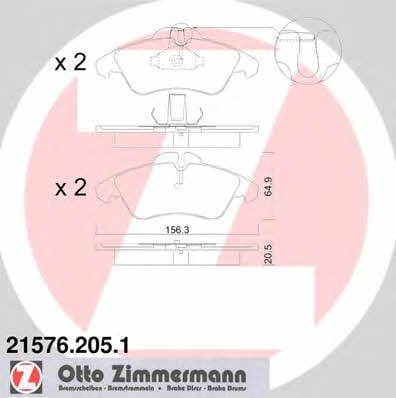 Otto Zimmermann 21576.205.1 Brake Pad Set, disc brake 215762051: Buy near me in Poland at 2407.PL - Good price!