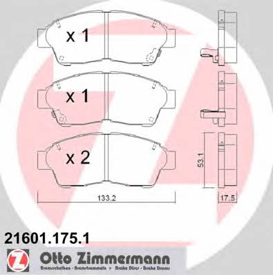 Otto Zimmermann 21601.175.1 Тормозные колодки дисковые, комплект 216011751: Отличная цена - Купить в Польше на 2407.PL!