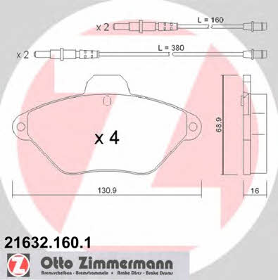 Otto Zimmermann 21632.160.1 Тормозные колодки дисковые, комплект 216321601: Отличная цена - Купить в Польше на 2407.PL!
