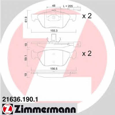 Otto Zimmermann 21636.190.1 Brake Pad Set, disc brake 216361901: Buy near me in Poland at 2407.PL - Good price!