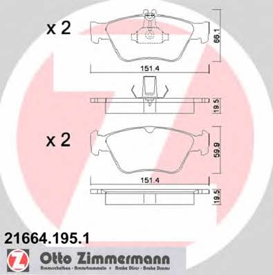 Otto Zimmermann 21664.195.1 Brake Pad Set, disc brake 216641951: Buy near me at 2407.PL in Poland at an Affordable price!