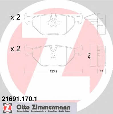 Otto Zimmermann 21691.170.1 Тормозные колодки дисковые, комплект 216911701: Отличная цена - Купить в Польше на 2407.PL!