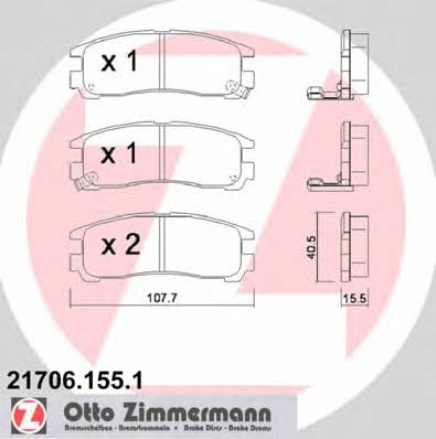 Otto Zimmermann 21706.155.1 Тормозные колодки дисковые, комплект 217061551: Отличная цена - Купить в Польше на 2407.PL!