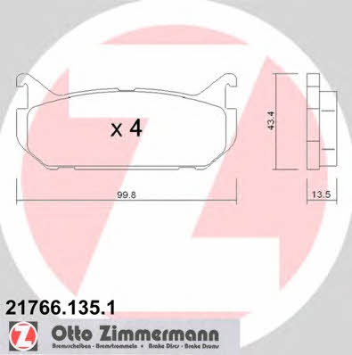 Otto Zimmermann 21766.135.1 Тормозные колодки дисковые, комплект 217661351: Отличная цена - Купить в Польше на 2407.PL!