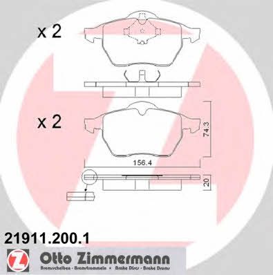 Otto Zimmermann 21911.200.1 Front disc brake pads, set 219112001: Buy near me in Poland at 2407.PL - Good price!