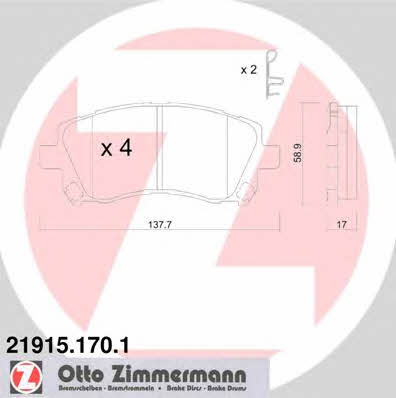 Otto Zimmermann 21915.170.1 Тормозные колодки дисковые, комплект 219151701: Купить в Польше - Отличная цена на 2407.PL!