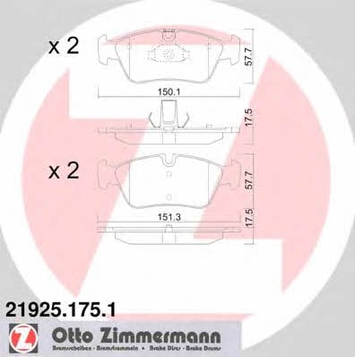 Otto Zimmermann 21925.175.1 Brake Pad Set, disc brake 219251751: Buy near me in Poland at 2407.PL - Good price!