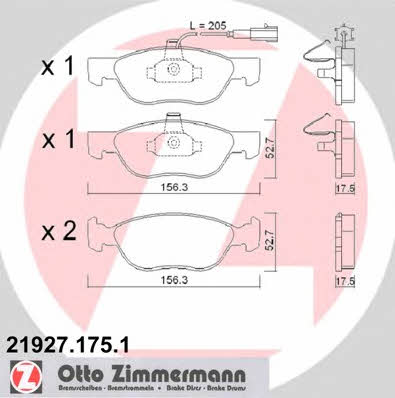 Otto Zimmermann 21927.175.1 Brake Pad Set, disc brake 219271751: Buy near me in Poland at 2407.PL - Good price!
