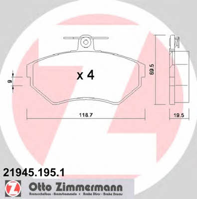 Otto Zimmermann 21945.195.1 Гальмівні колодки, комплект 219451951: Приваблива ціна - Купити у Польщі на 2407.PL!