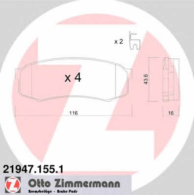 Otto Zimmermann 21947.155.1 Тормозные колодки дисковые, комплект 219471551: Отличная цена - Купить в Польше на 2407.PL!