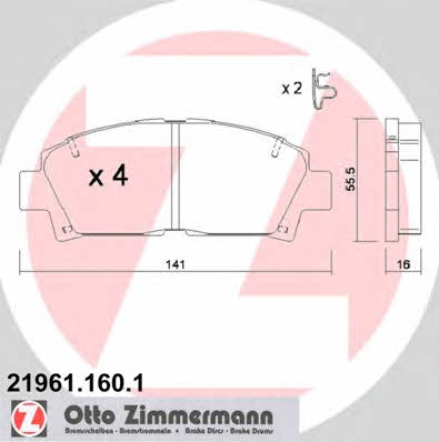 Otto Zimmermann 21961.160.1 Тормозные колодки дисковые, комплект 219611601: Отличная цена - Купить в Польше на 2407.PL!