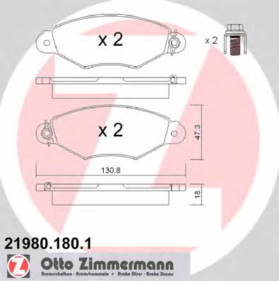 Otto Zimmermann 21980.180.1 Тормозные колодки дисковые, комплект 219801801: Отличная цена - Купить в Польше на 2407.PL!