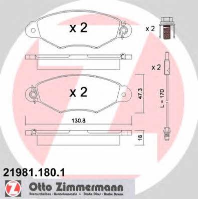 Otto Zimmermann 21981.180.1 Brake Pad Set, disc brake 219811801: Buy near me at 2407.PL in Poland at an Affordable price!