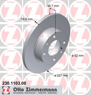 Otto Zimmermann 230.1103.00 Unventilated front brake disc 230110300: Buy near me in Poland at 2407.PL - Good price!