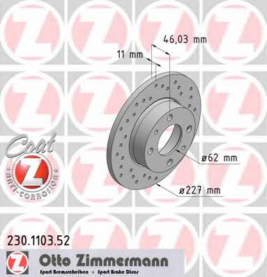 Otto Zimmermann 230.1103.52 Brake disc 230110352: Buy near me in Poland at 2407.PL - Good price!