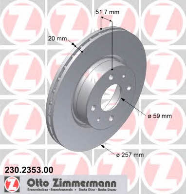 Otto Zimmermann 230.2353.00 Front brake disc ventilated 230235300: Buy near me at 2407.PL in Poland at an Affordable price!