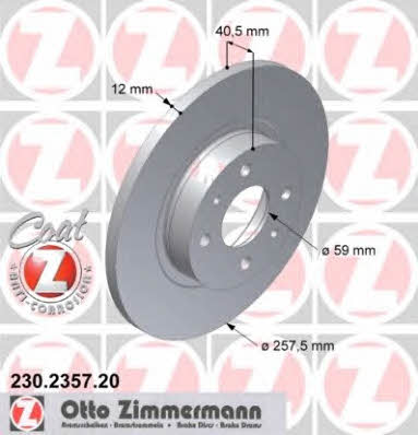 Otto Zimmermann 230.2357.20 Тормозной диск передний невентилируемый 230235720: Отличная цена - Купить в Польше на 2407.PL!