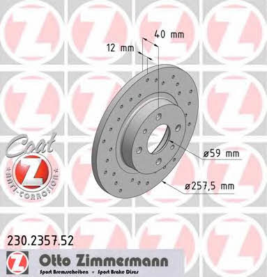 Otto Zimmermann 230.2357.52 Диск тормозной 230235752: Отличная цена - Купить в Польше на 2407.PL!