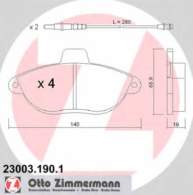 Otto Zimmermann 23003.190.1 Тормозные колодки дисковые, комплект 230031901: Отличная цена - Купить в Польше на 2407.PL!