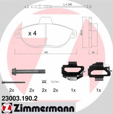 Otto Zimmermann 23003.190.2 Brake Pad Set, disc brake 230031902: Buy near me in Poland at 2407.PL - Good price!