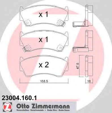 Otto Zimmermann 23004.160.1 Тормозные колодки дисковые, комплект 230041601: Отличная цена - Купить в Польше на 2407.PL!