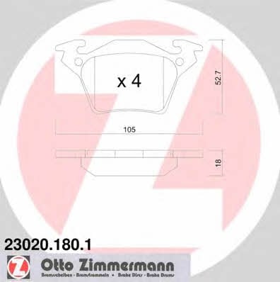 Otto Zimmermann 23020.180.1 Тормозные колодки дисковые, комплект 230201801: Отличная цена - Купить в Польше на 2407.PL!
