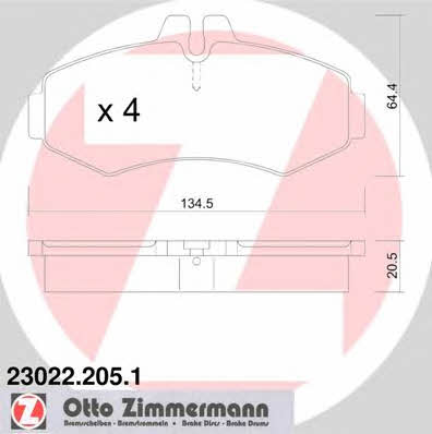 Otto Zimmermann 23022.205.1 Тормозные колодки дисковые, комплект 230222051: Отличная цена - Купить в Польше на 2407.PL!