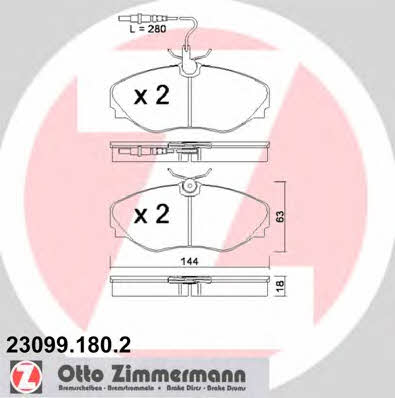 Otto Zimmermann 23099.180.2 Тормозные колодки дисковые, комплект 230991802: Отличная цена - Купить в Польше на 2407.PL!