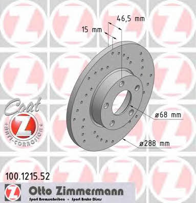 Otto Zimmermann 100.1215.52 Диск гальмівний передній вентильований 100121552: Приваблива ціна - Купити у Польщі на 2407.PL!
