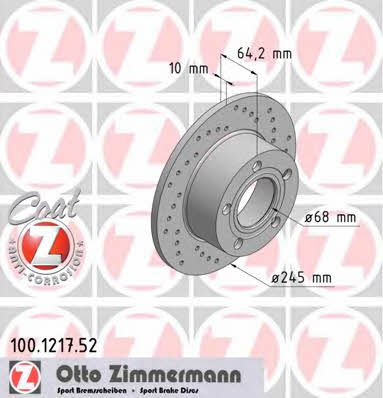 Otto Zimmermann 100.1217.52 Диск гальмівний задній невентильований 100121752: Приваблива ціна - Купити у Польщі на 2407.PL!