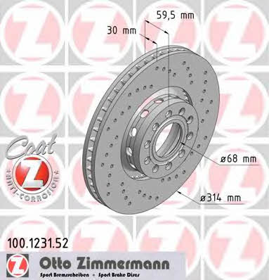 Otto Zimmermann 100.1231.52 Innenbelüftete Bremsscheibe vorne 100123152: Kaufen Sie zu einem guten Preis in Polen bei 2407.PL!