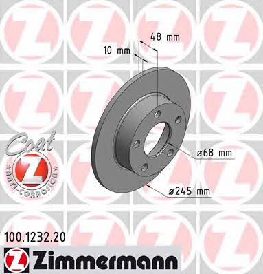 Otto Zimmermann 100.1232.20 Тормозной диск задний невентилируемый 100123220: Отличная цена - Купить в Польше на 2407.PL!