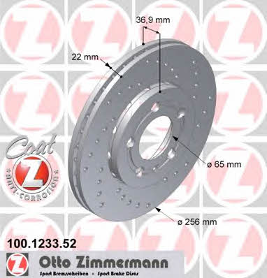 Otto Zimmermann 100.1233.52 Front brake disc ventilated 100123352: Buy near me at 2407.PL in Poland at an Affordable price!