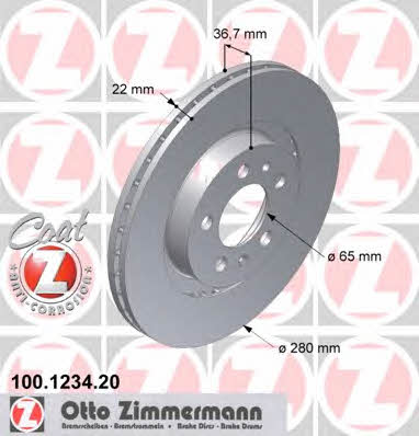 Otto Zimmermann 100.1234.20 Front brake disc ventilated 100123420: Buy near me in Poland at 2407.PL - Good price!