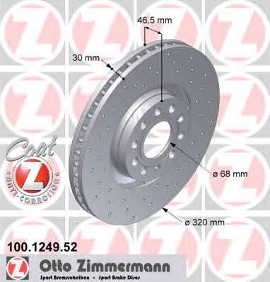Otto Zimmermann 100.1249.52 Innenbelüftete Bremsscheibe vorne 100124952: Kaufen Sie zu einem guten Preis in Polen bei 2407.PL!