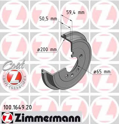 Otto Zimmermann 100.1649.20 Rear brake drum 100164920: Buy near me in Poland at 2407.PL - Good price!