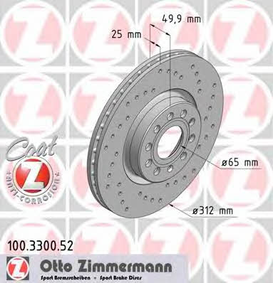 Otto Zimmermann 100.3300.52 Wentylowana przednia tarcza hamulcowa 100330052: Dobra cena w Polsce na 2407.PL - Kup Teraz!
