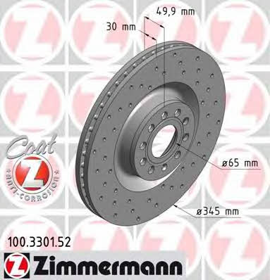 Otto Zimmermann 100.3301.52 Тормозной диск передний вентилируемый 100330152: Отличная цена - Купить в Польше на 2407.PL!