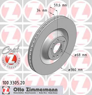 Otto Zimmermann 100.3305.20 Innenbelüftete Bremsscheibe vorne 100330520: Kaufen Sie zu einem guten Preis in Polen bei 2407.PL!