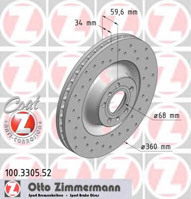Otto Zimmermann 100.3305.52 Wentylowana przednia tarcza hamulcowa 100330552: Dobra cena w Polsce na 2407.PL - Kup Teraz!
