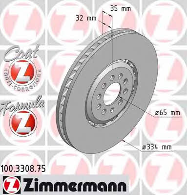 Otto Zimmermann 100.3308.75 Тормозной диск передний вентилируемый 100330875: Отличная цена - Купить в Польше на 2407.PL!