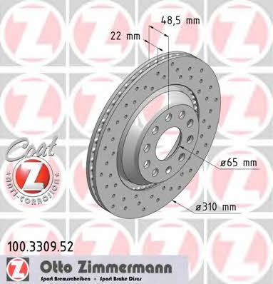 Otto Zimmermann 100.3309.52 Wentylowana tarcza hamulcowa z tyłu 100330952: Dobra cena w Polsce na 2407.PL - Kup Teraz!