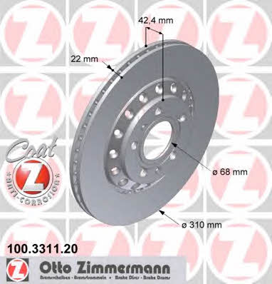 Otto Zimmermann 100.3311.20 Тормозной диск задний вентилируемый 100331120: Отличная цена - Купить в Польше на 2407.PL!