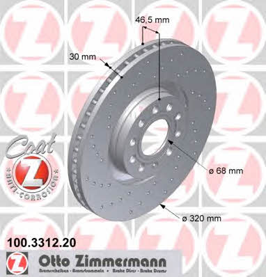 Otto Zimmermann 100.3312.20 Brake disc 100331220: Buy near me in Poland at 2407.PL - Good price!