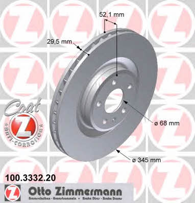 Otto Zimmermann 100.3332.20 Front brake disc ventilated 100333220: Buy near me in Poland at 2407.PL - Good price!