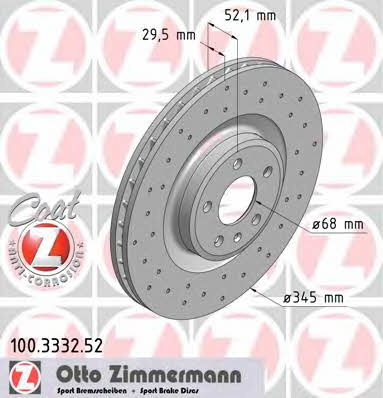 Otto Zimmermann 100.3332.52 Front brake disc ventilated 100333252: Buy near me in Poland at 2407.PL - Good price!