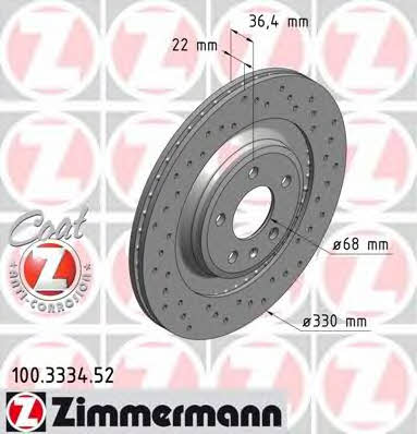 Otto Zimmermann 100.3334.52 Rear ventilated brake disc 100333452: Buy near me in Poland at 2407.PL - Good price!