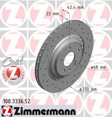Otto Zimmermann 100.3336.52 Тормозной диск задний вентилируемый 100333652: Отличная цена - Купить в Польше на 2407.PL!
