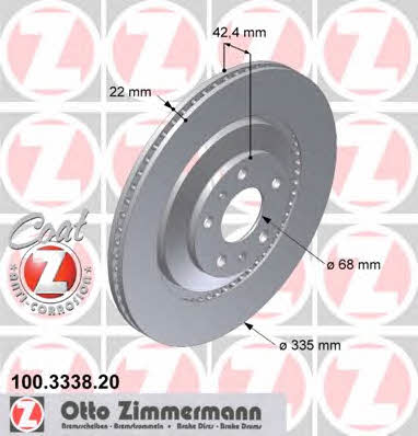 Otto Zimmermann 100.3338.20 Rear ventilated brake disc 100333820: Buy near me in Poland at 2407.PL - Good price!