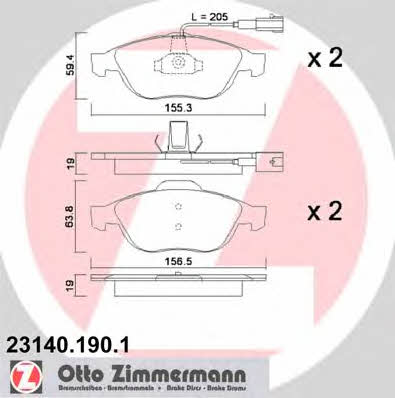 Otto Zimmermann 23140.190.1 Brake Pad Set, disc brake 231401901: Buy near me in Poland at 2407.PL - Good price!